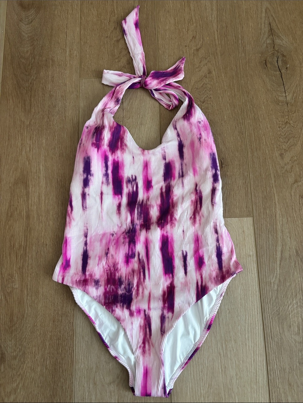 NWT Pink & Purple Tie-Dye Halter One-Piece Swimsuit